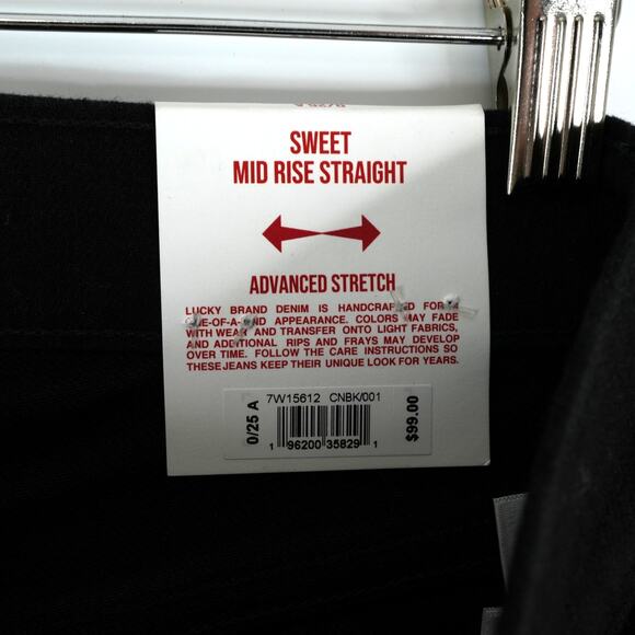 Lucky Brand Jeans Womens 0/25 (27x30.5) Black Sweet Mid Rise Straight Ankle New - Picture 9 of 16